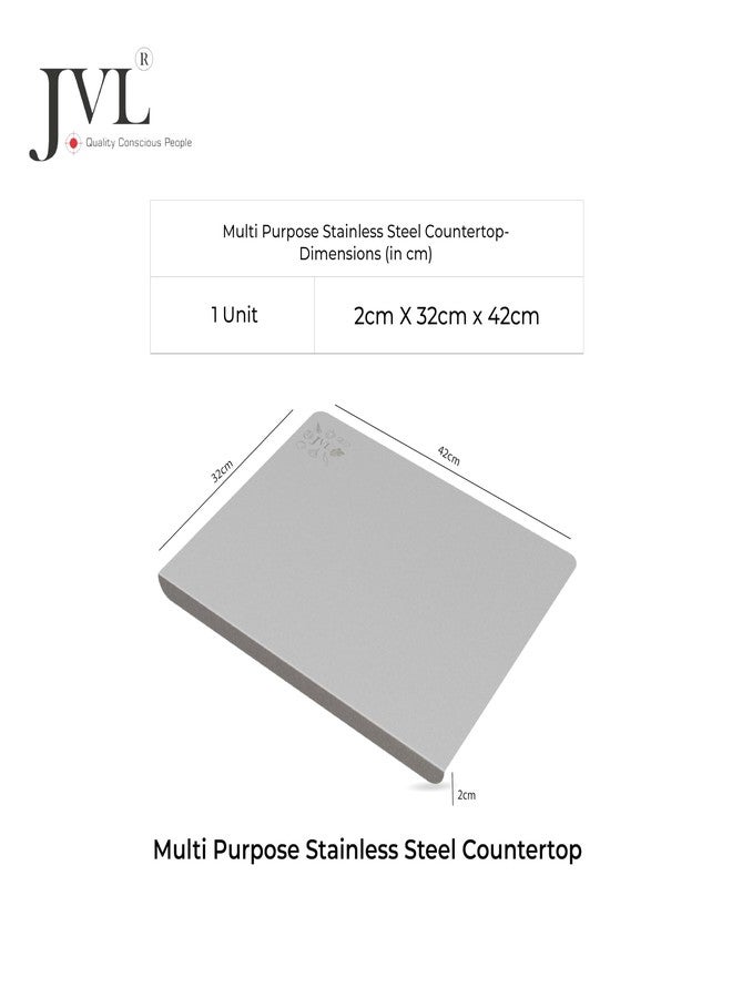 JVL Stainless Steel Countertop Cutting & Chopping Board (42cm*32cm*2cm) Longer & Heavy Duty, Heat-Resistant, Non-Slip, Hygienic for Vegetables, Fruits and Dough - Image 5